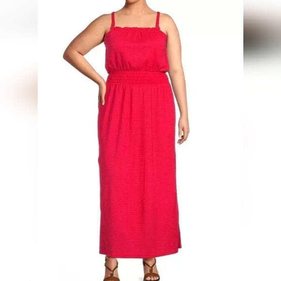 MICHAEL MICHAEL KORS Women's 2X Geranium Ring Maxi Sheath Side Split Dress New - Picture 2 of 9